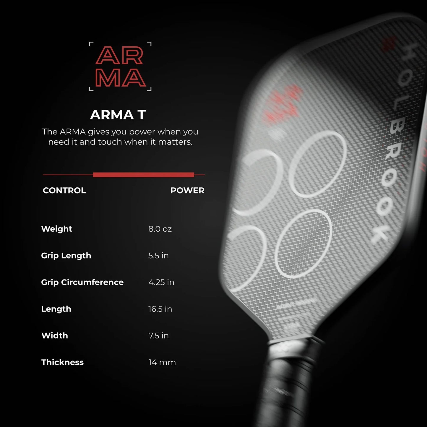 Holbrook Arma T 14mm Pickleball Paddle