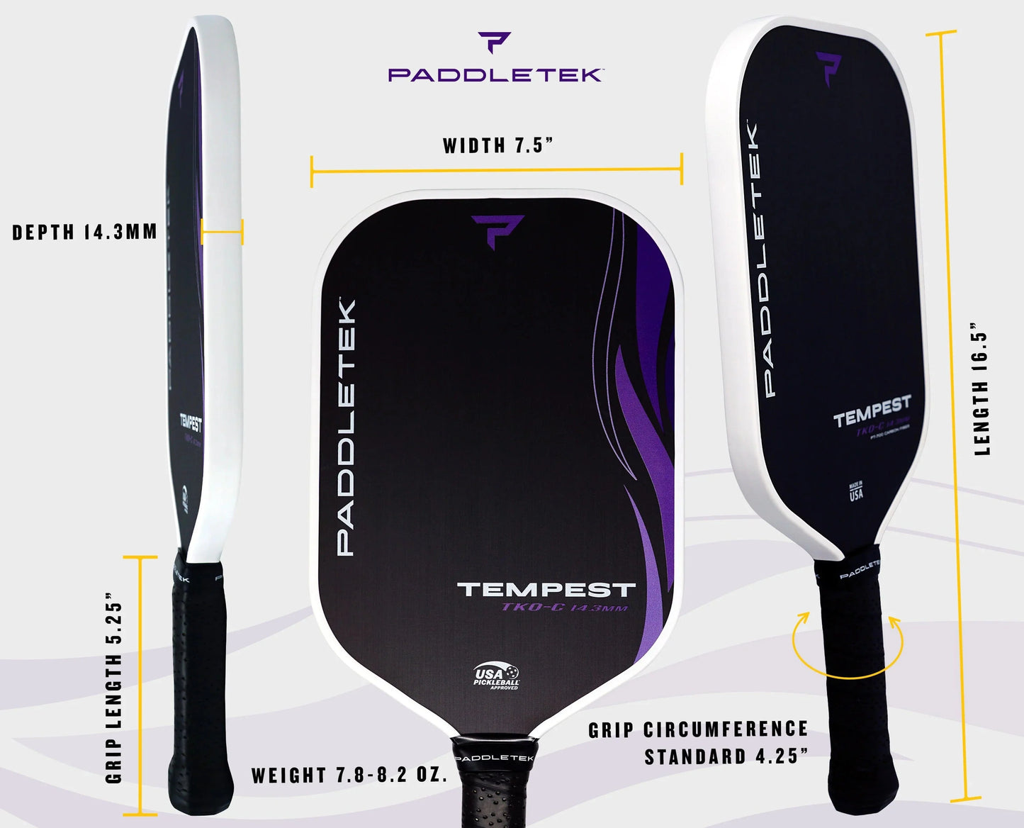 Paddletek Tempest TKO-C 14.3 Pickleball Paddle