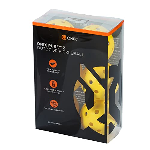 Onix Pure 2 Outdoor Pickleballs - Set of 6 - [Yellow]